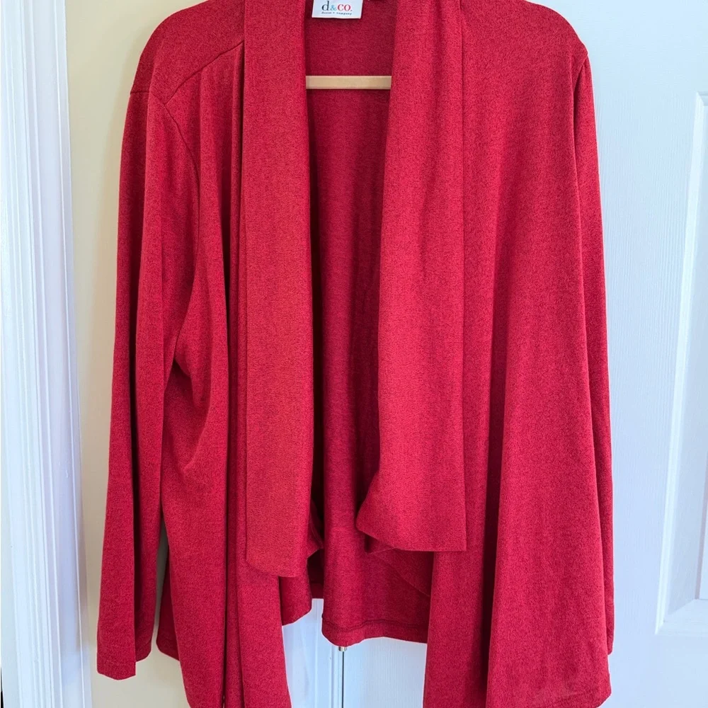 Red Women's Drape Cardigan - Picture 2 of 4